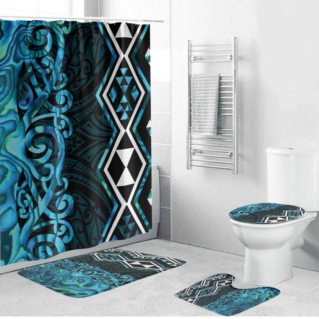 Turquoise Aotearoa Bathroom Set Taniko Motifs With Paua Shell Kowhaiwhai - Aussie Hoodie
