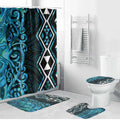 Turquoise Aotearoa Bathroom Set Taniko Motifs With Paua Shell Kowhaiwhai - Aussie Hoodie