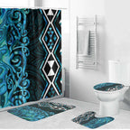 Turquoise Aotearoa Bathroom Set Taniko Motifs With Paua Shell Kowhaiwhai - Aussie Hoodie