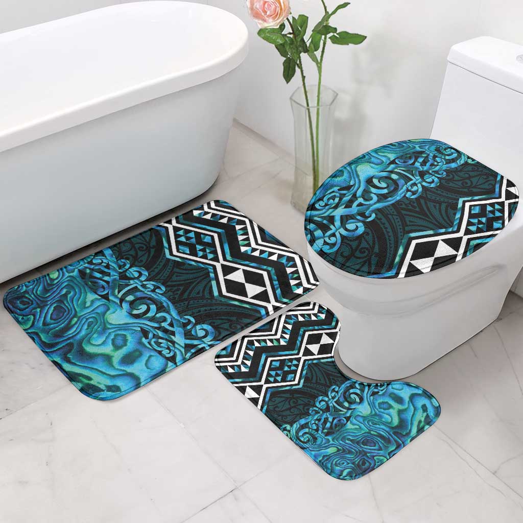 Turquoise Aotearoa Bathroom Set Taniko Motifs With Paua Shell Kowhaiwhai - Aussie Hoodie