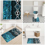 Turquoise Aotearoa Bathroom Set Taniko Motifs With Paua Shell Kowhaiwhai - Aussie Hoodie
