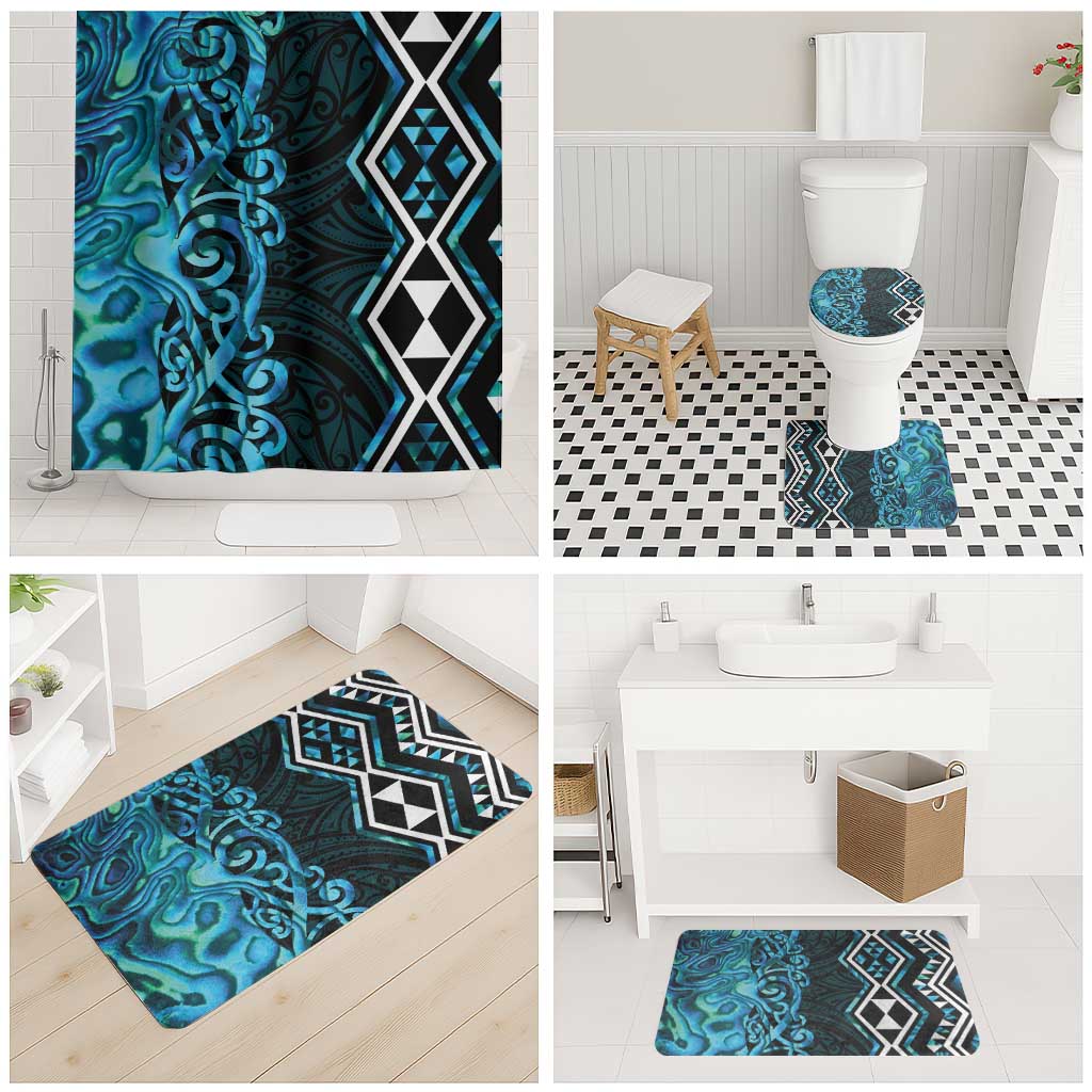 Turquoise Aotearoa Bathroom Set Taniko Motifs With Paua Shell Kowhaiwhai - Aussie Hoodie