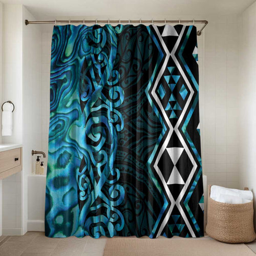 Turquoise Aotearoa Bathroom Set Taniko Motifs With Paua Shell Kowhaiwhai - Aussie Hoodie