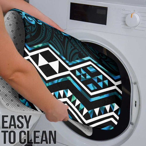 Turquoise Aotearoa Bathroom Set Taniko Motifs With Paua Shell Kowhaiwhai - Aussie Hoodie