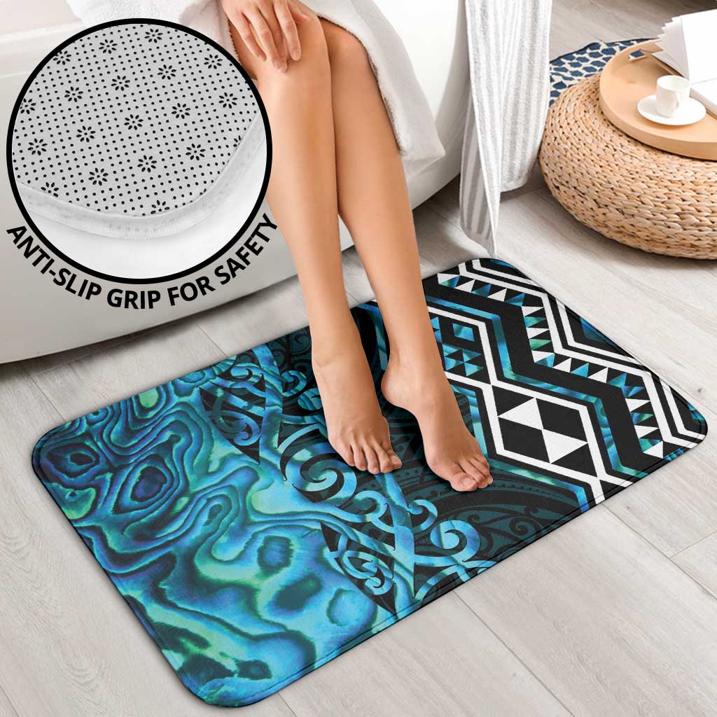 Turquoise Aotearoa Bathroom Set Taniko Motifs With Paua Shell Kowhaiwhai - Aussie Hoodie