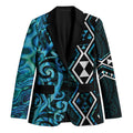 Turquoise Aotearoa Blazer Taniko Motifs With Paua Shell Kowhaiwhai - Aussie Hoodie
