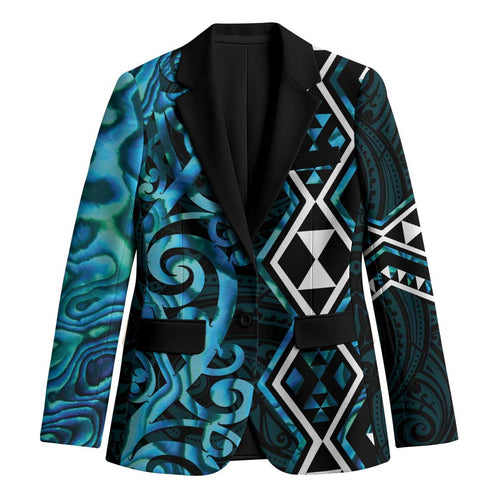 Turquoise Aotearoa Blazer Taniko Motifs With Paua Shell Kowhaiwhai - Aussie Hoodie