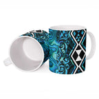 Turquoise Aotearoa Ceramic Mug Taniko Motifs With Paua Shell Kowhaiwhai - Aussie Hoodie