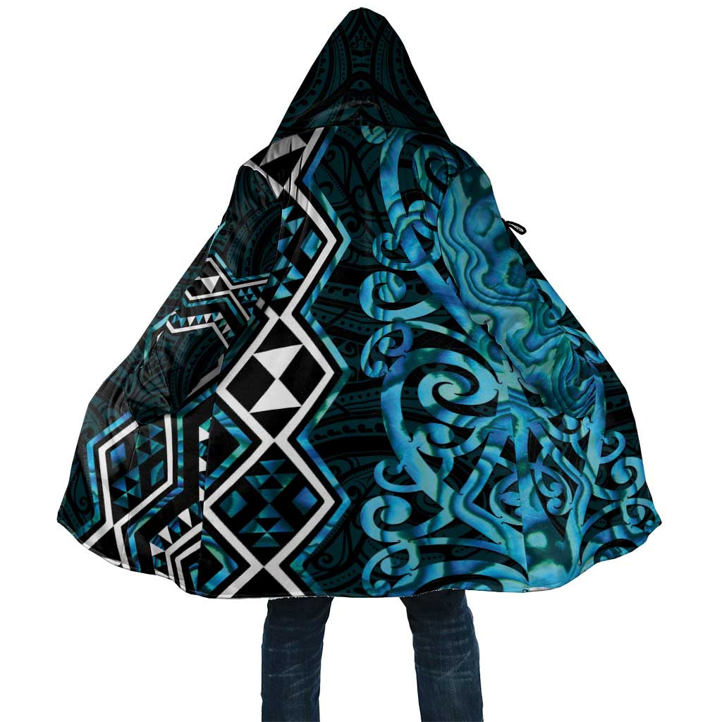 Turquoise Aotearoa Cloak Taniko Motifs With Paua Shell Kowhaiwhai - Aussie Hoodie