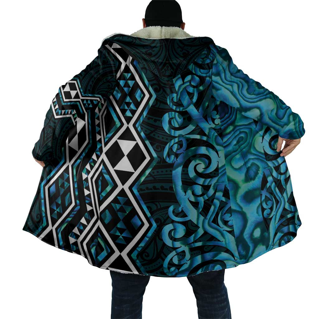 Turquoise Aotearoa Cloak Taniko Motifs With Paua Shell Kowhaiwhai - Aussie Hoodie