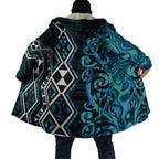 Turquoise Aotearoa Cloak Taniko Motifs With Paua Shell Kowhaiwhai - Aussie Hoodie