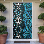 Turquoise Aotearoa Door Cover Taniko Motifs With Paua Shell Kowhaiwhai - Aussie Hoodie