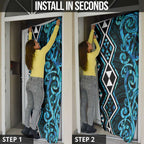 Turquoise Aotearoa Door Cover Taniko Motifs With Paua Shell Kowhaiwhai - Aussie Hoodie