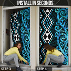 Turquoise Aotearoa Door Cover Taniko Motifs With Paua Shell Kowhaiwhai - Aussie Hoodie