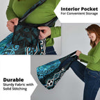 Turquoise Aotearoa Grocery Bag Taniko Motifs With Paua Shell Kowhaiwhai
