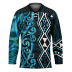 Turquoise Aotearoa Hockey Jersey Taniko Motifs With Paua Shell Kowhaiwhai - Aussie Hoodie