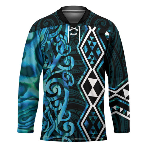 Turquoise Aotearoa Hockey Jersey Taniko Motifs With Paua Shell Kowhaiwhai - Aussie Hoodie