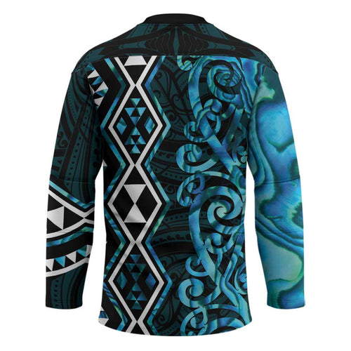 Turquoise Aotearoa Hockey Jersey Taniko Motifs With Paua Shell Kowhaiwhai - Aussie Hoodie
