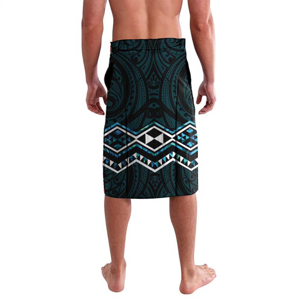 Turquoise Aotearoa Lavalava Taniko Motifs With Paua Shell Kowhaiwhai