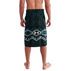Turquoise Aotearoa Lavalava Taniko Motifs With Paua Shell Kowhaiwhai
