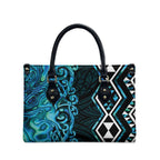Turquoise Aotearoa Leather Bag Taniko Motifs With Paua Shell Kowhaiwhai - Aussie Hoodie