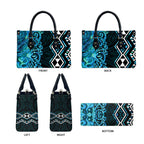 Turquoise Aotearoa Leather Bag Taniko Motifs With Paua Shell Kowhaiwhai - Aussie Hoodie