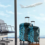 Turquoise Aotearoa Luggage Cover Taniko Motifs With Paua Shell Kowhaiwhai