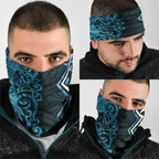 Turquoise Aotearoa Neck Gaiter Taniko Motifs With Paua Shell Kowhaiwhai - Aussie Hoodie