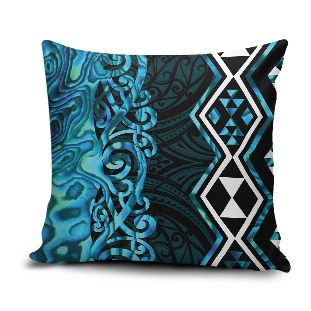 Turquoise Aotearoa Pillow Cover Taniko Motifs With Paua Shell Kowhaiwhai - Aussie Hoodie