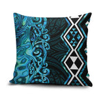 Turquoise Aotearoa Pillow Cover Taniko Motifs With Paua Shell Kowhaiwhai - Aussie Hoodie