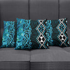 Turquoise Aotearoa Pillow Cover Taniko Motifs With Paua Shell Kowhaiwhai - Aussie Hoodie