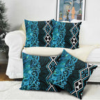 Turquoise Aotearoa Pillow Cover Taniko Motifs With Paua Shell Kowhaiwhai - Aussie Hoodie