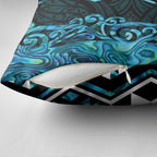 Turquoise Aotearoa Pillow Cover Taniko Motifs With Paua Shell Kowhaiwhai - Aussie Hoodie