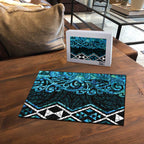 Turquoise Aotearoa Puzzle Taniko Motifs With Paua Shell Kowhaiwhai - Aussie Hoodie