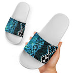 Turquoise Aotearoa Slide Sandals Taniko Motifs With Paua Shell Kowhaiwhai - Aussie Hoodie
