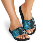 Turquoise Aotearoa Slide Sandals Taniko Motifs With Paua Shell Kowhaiwhai - Aussie Hoodie