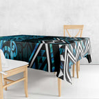 Turquoise Aotearoa Tablecloth Taniko Motifs With Paua Shell Kowhaiwhai