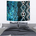Turquoise Aotearoa Tapestry Taniko Motifs With Paua Shell Kowhaiwhai