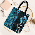 Turquoise Aotearoa Tote Bag Taniko Motifs With Paua Shell Kowhaiwhai - Aussie Hoodie