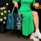 Turquoise Aotearoa Tote Bag Taniko Motifs With Paua Shell Kowhaiwhai - Aussie Hoodie
