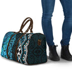Turquoise Aotearoa Travel Bag Taniko Motifs With Paua Shell Kowhaiwhai - Aussie Hoodie