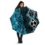 Turquoise Aotearoa Umbrella Taniko Motifs With Paua Shell Kowhaiwhai - Aussie Hoodie