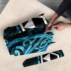 Turquoise Aotearoa Umbrella Taniko Motifs With Paua Shell Kowhaiwhai - Aussie Hoodie