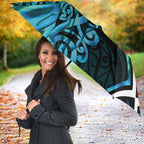 Turquoise Aotearoa Umbrella Taniko Motifs With Paua Shell Kowhaiwhai - Aussie Hoodie