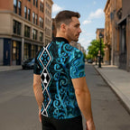 Turquoise Aotearoa Zipper Polo Shirt Taniko Motifs With Paua Shell Kowhaiwhai - Aussie Hoodie