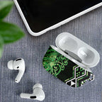 Green Aotearoa AirPods Case Taniko Motifs With Paua Shell Kowhaiwhai - Aussie Hoodie