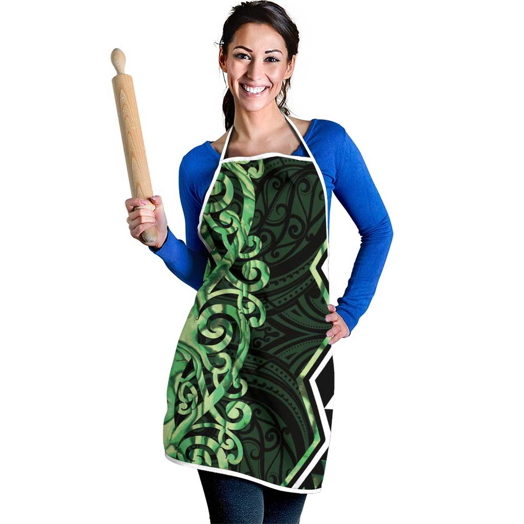 Green Aotearoa Apron Taniko Motifs With Paua Shell Kowhaiwhai - Aussie Hoodie