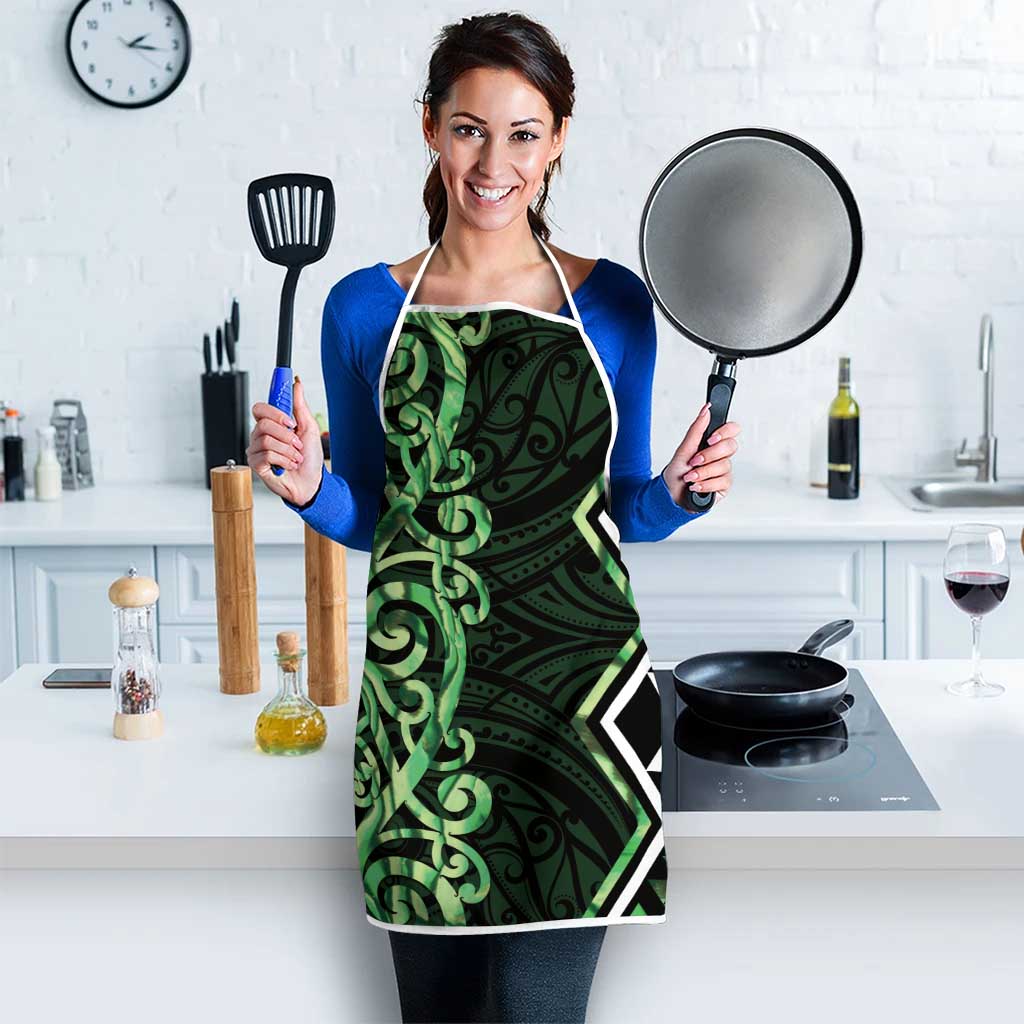 Green Aotearoa Apron Taniko Motifs With Paua Shell Kowhaiwhai - Aussie Hoodie