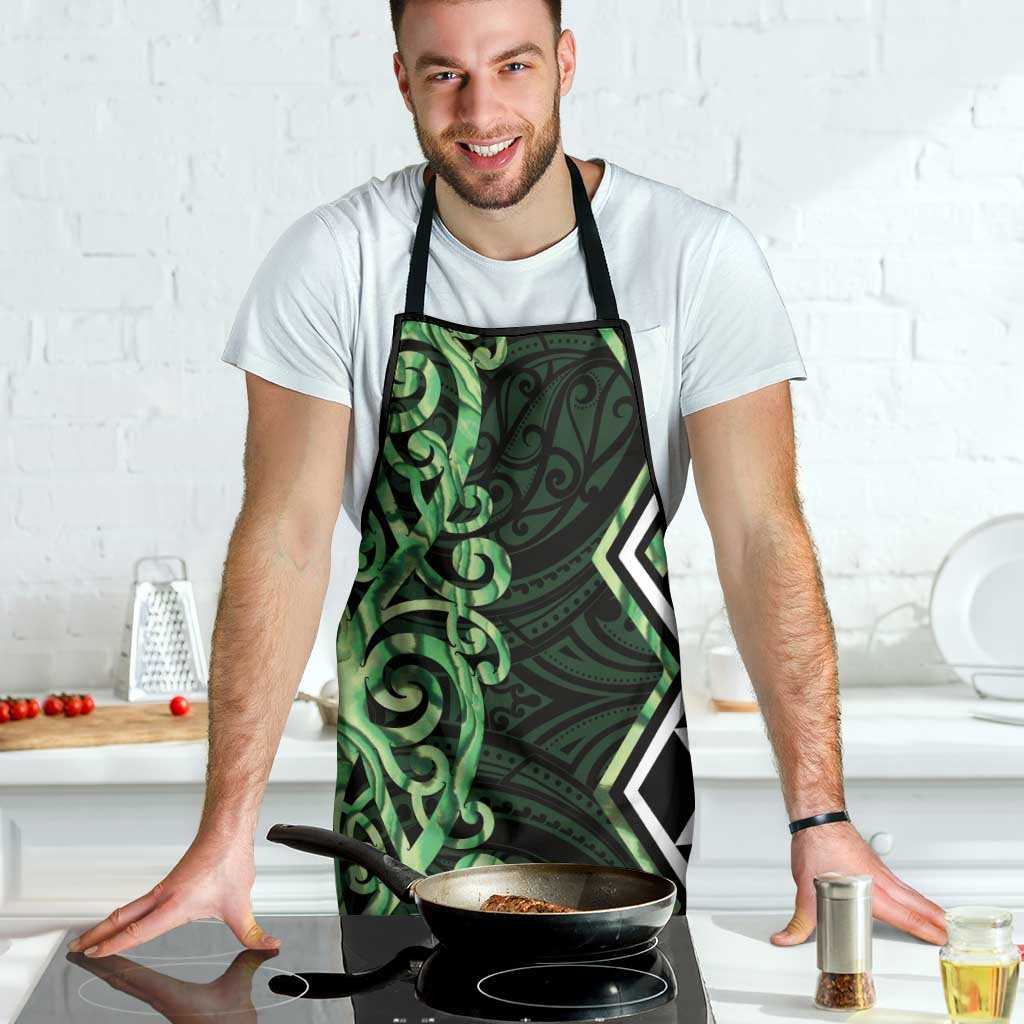 Green Aotearoa Apron Taniko Motifs With Paua Shell Kowhaiwhai - Aussie Hoodie