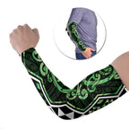 Green Aotearoa Arm Sleeves Taniko Motifs With Paua Shell Kowhaiwhai - Aussie Hoodie
